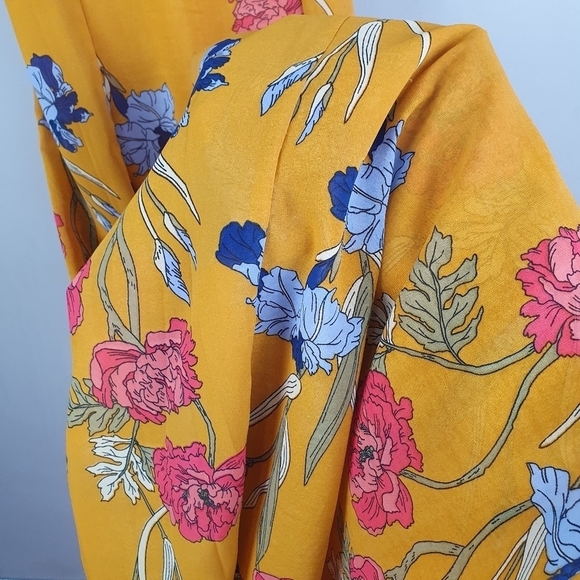 JAPANA‎ Maxi Dress Open Back Floral Gold/Pinks/Blues Women's Size S - Picture 3 of 12